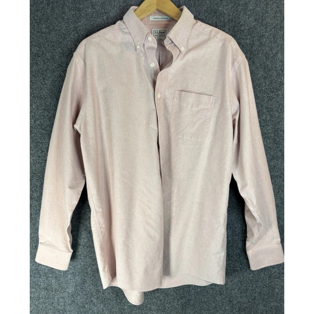 Men's L.L Bean 16-34 0 XL98 Button Down Shirt Salmon 100% Cotton